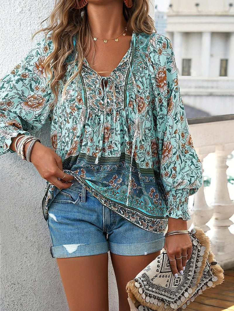 Variant image for Emma - Elegante Damenbluse Mit Blumenmuster Für Festliche Anlässe - Hochwertige Bluse-9