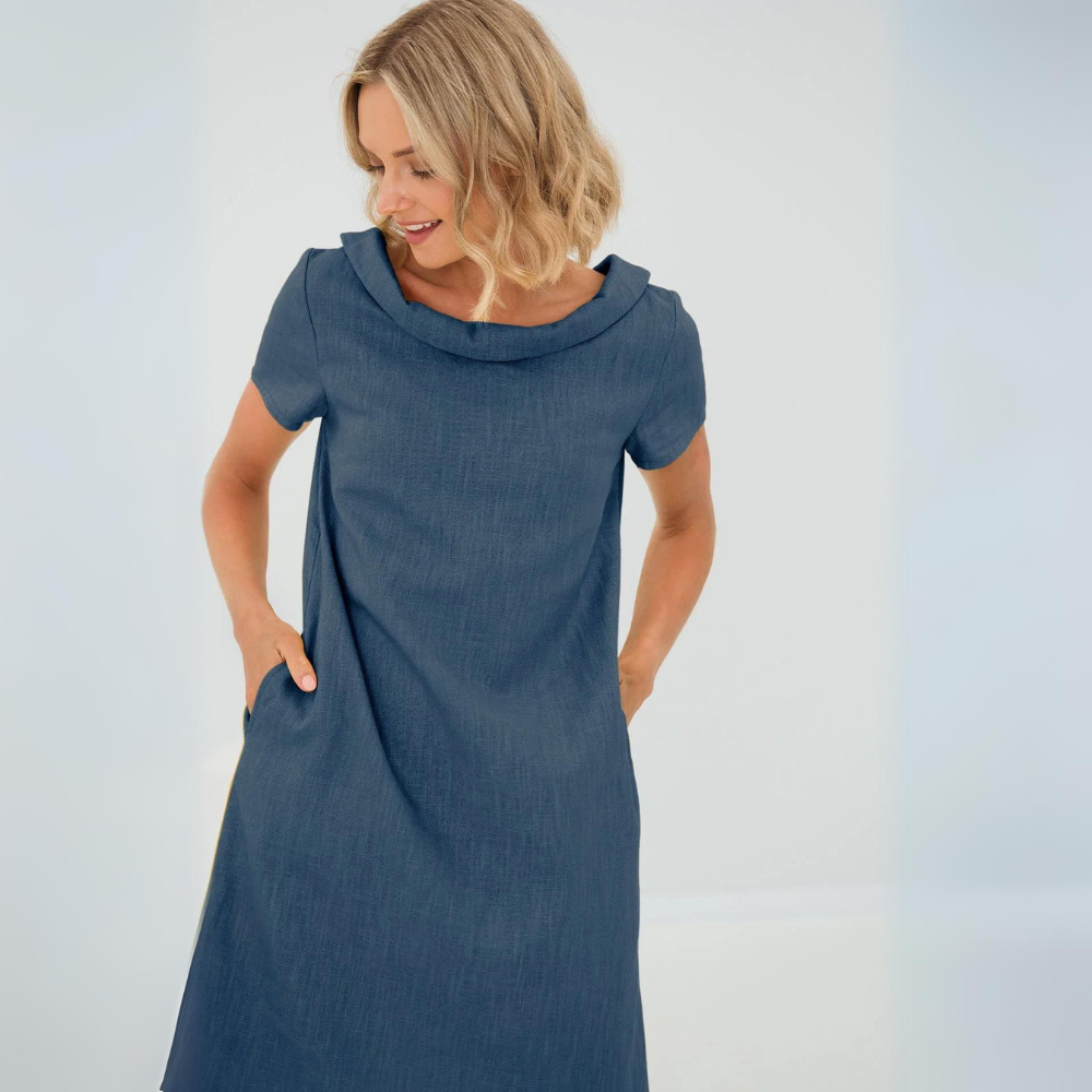 Variant image for Alina - Hochwertiges Leinenkleid Damen in Weiß mit Taschen - Zeitlose Eleganz für Jedes Event-20