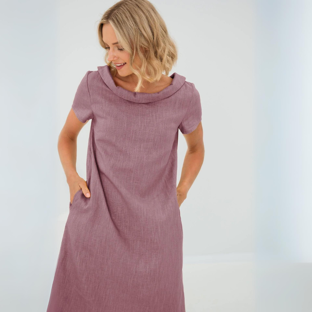 Variant image for Alina - Hochwertiges Leinenkleid Damen in Weiß mit Taschen - Zeitlose Eleganz für Jedes Event-21