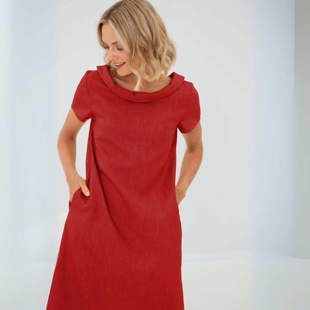 Variant image for Alina - Hochwertiges Leinenkleid Damen in Weiß mit Taschen - Zeitlose Eleganz für Jedes Event-30