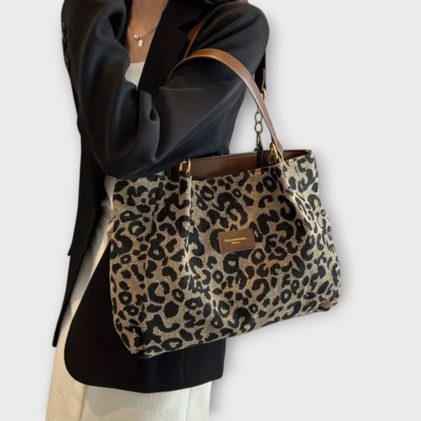 Lea's Leopard Canvas Tote – Geräumige Tasche für Schule, Arbeit und Freizeit, Ideal für Damen-3