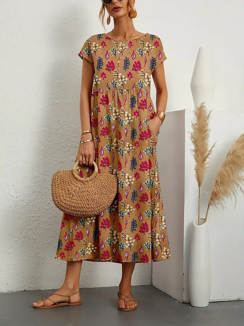 Variant image for Emma Midikleid Damen Mit Blumenmuster – Elegantes Festliches Kleid Für Jeden Anlass-21