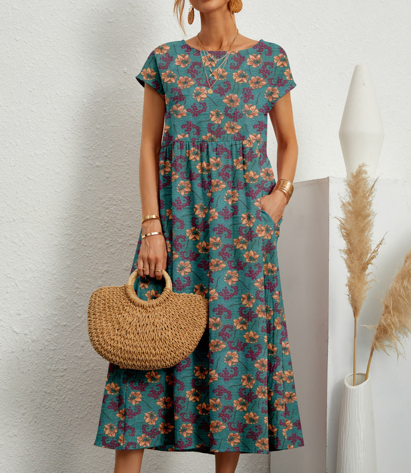 Emma Midikleid Damen Mit Blumenmuster – Elegantes Festliches Kleid Für Jeden Anlass-3