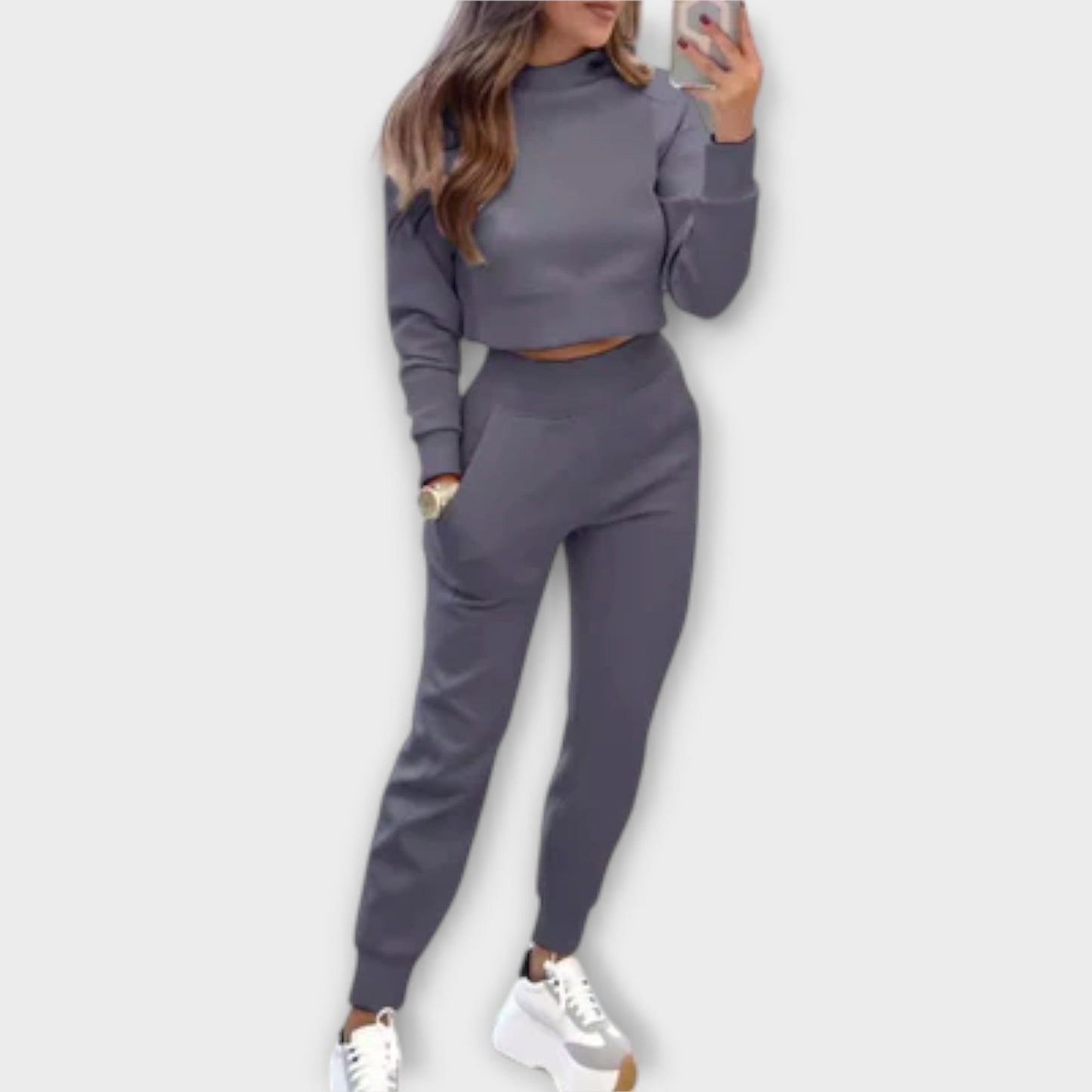 Variant image for Max - Lässiger Jogginganzug Damen Brooklyn Set - Weiches, Atmungsaktives Material, Bequeme Passform, Ideal Für Zuhause, Grau-19
