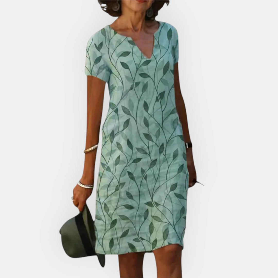Anna™ Lässiges Damenkleid Mit V-Ausschnitt, Atmungsaktives Kleid Für Freizeit & Gesellschaftliche Anlässe-2