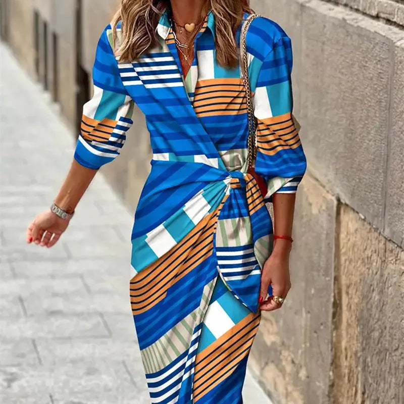 Variant image for Anna's Wickelkleid Damen Midi mit 3/4 Ärmeln – Elegantes Wickelkleid für den Sommer und festliche Anlässe-19