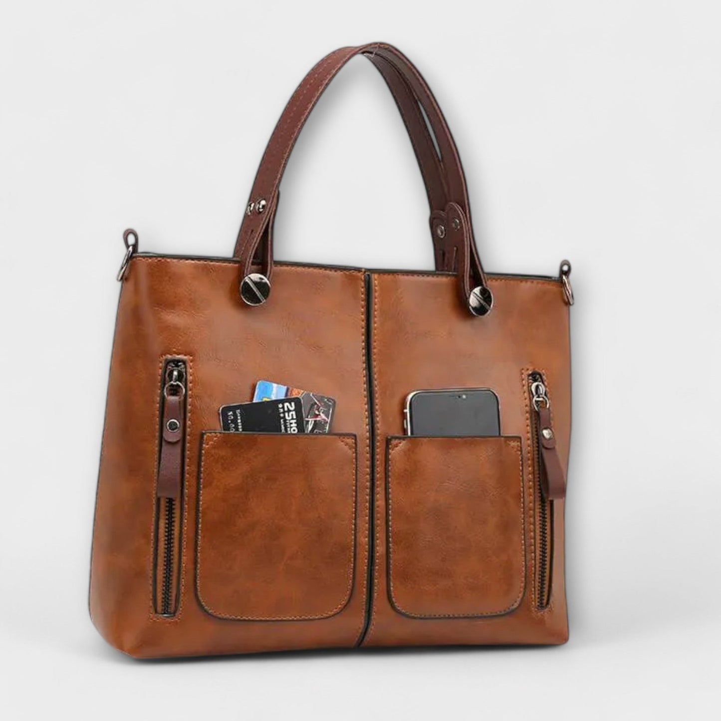 Léora. Elegante Handtasche Damen Schwarz Aus Hochwertigem Leder – Geräumige Designer Handtasche Für Arbeit Und Freizeit-3