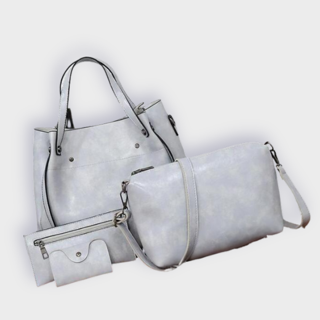 Farica Vintage-Taschen Set für Frauen aus Veganem Premiumleder – 4 Teile, Zeitloser Stil, Ideal für Jeden Anlass-3