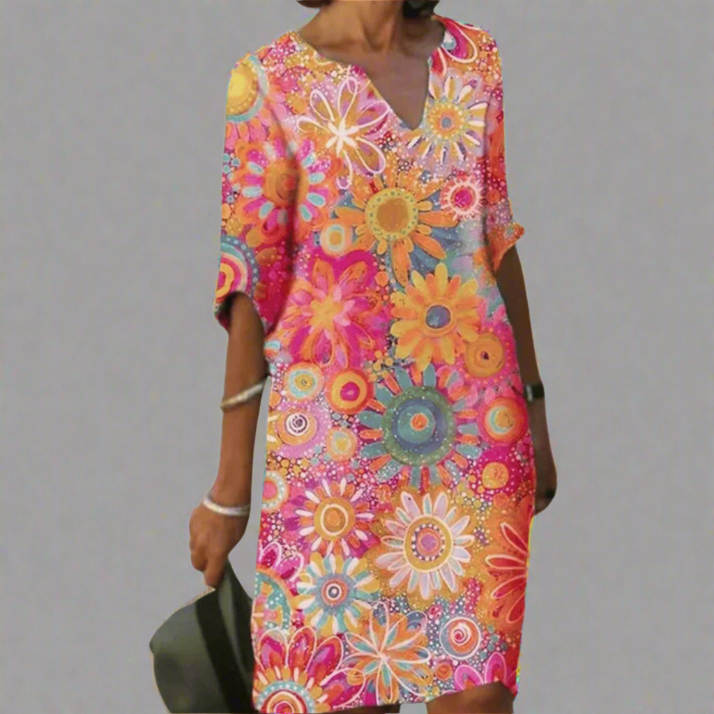 Emilia Blumenkleid Damen – Leichtes Festliches Kleid aus Premiumstoff für Sommer, Freizeit & Feierlichkeiten-3