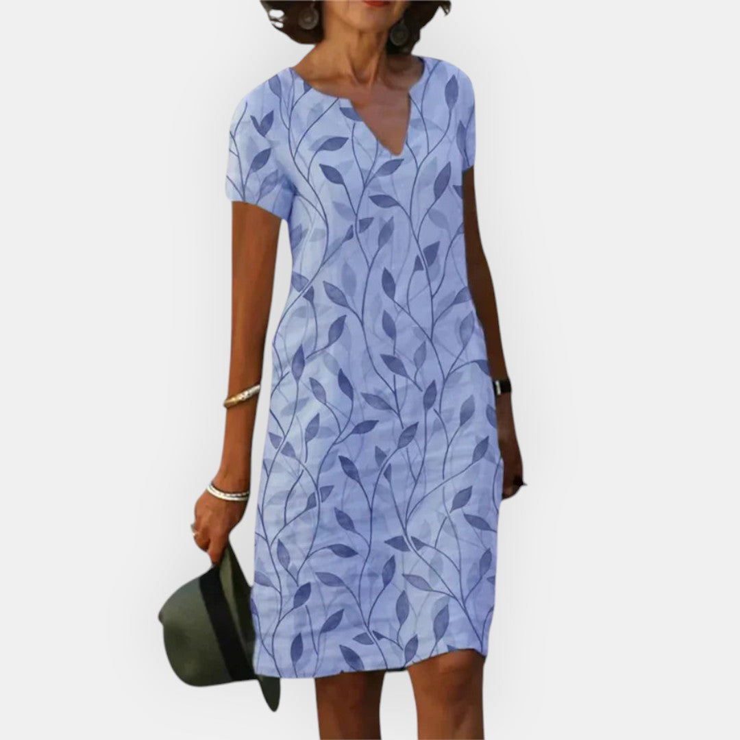 Anna™ Lässiges Damenkleid Mit V-Ausschnitt, Atmungsaktives Kleid Für Freizeit & Gesellschaftliche Anlässe-3