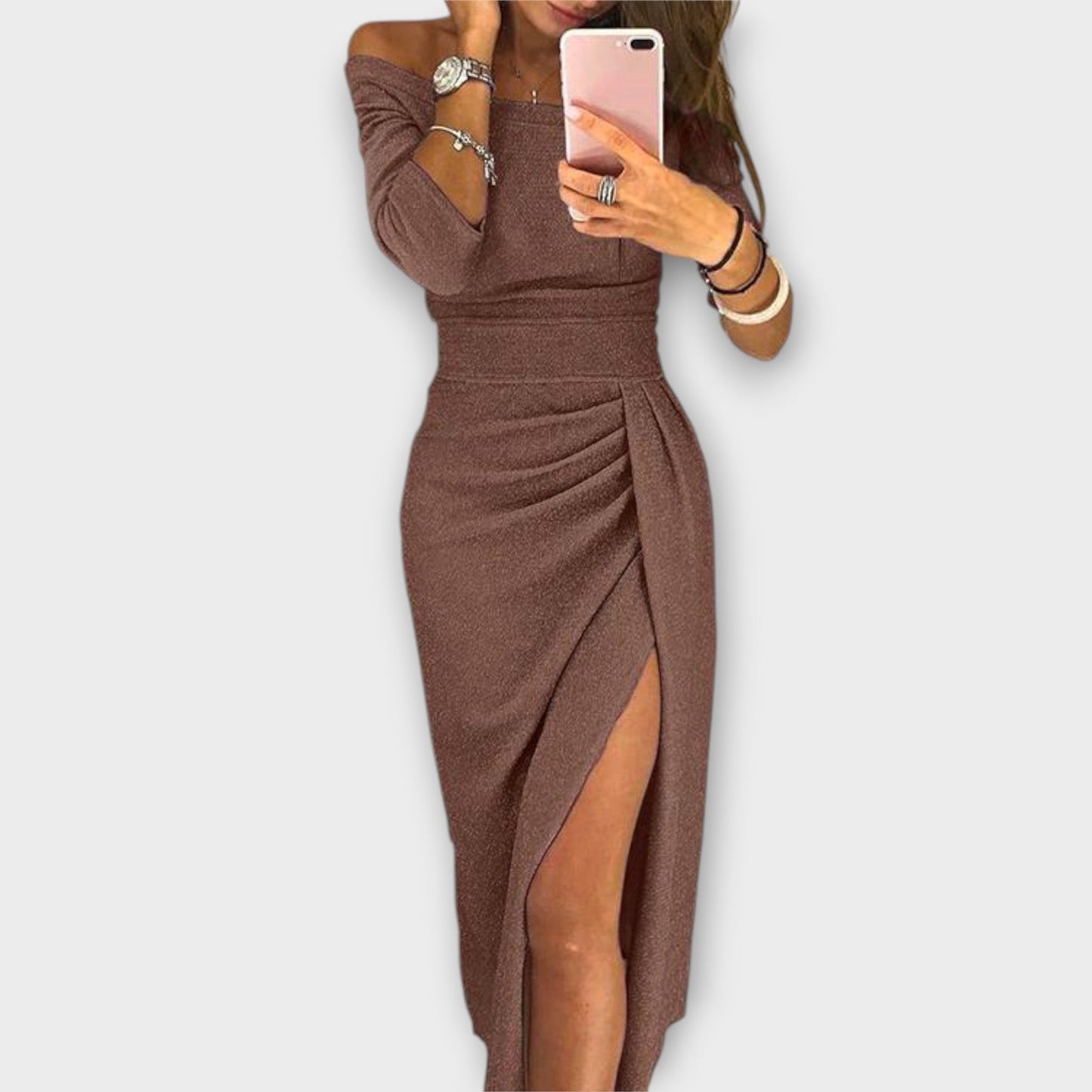 Lena - Elegantes Off-Shoulder Damen Kleid für Abendveranstaltungen und Cocktailpartys-5