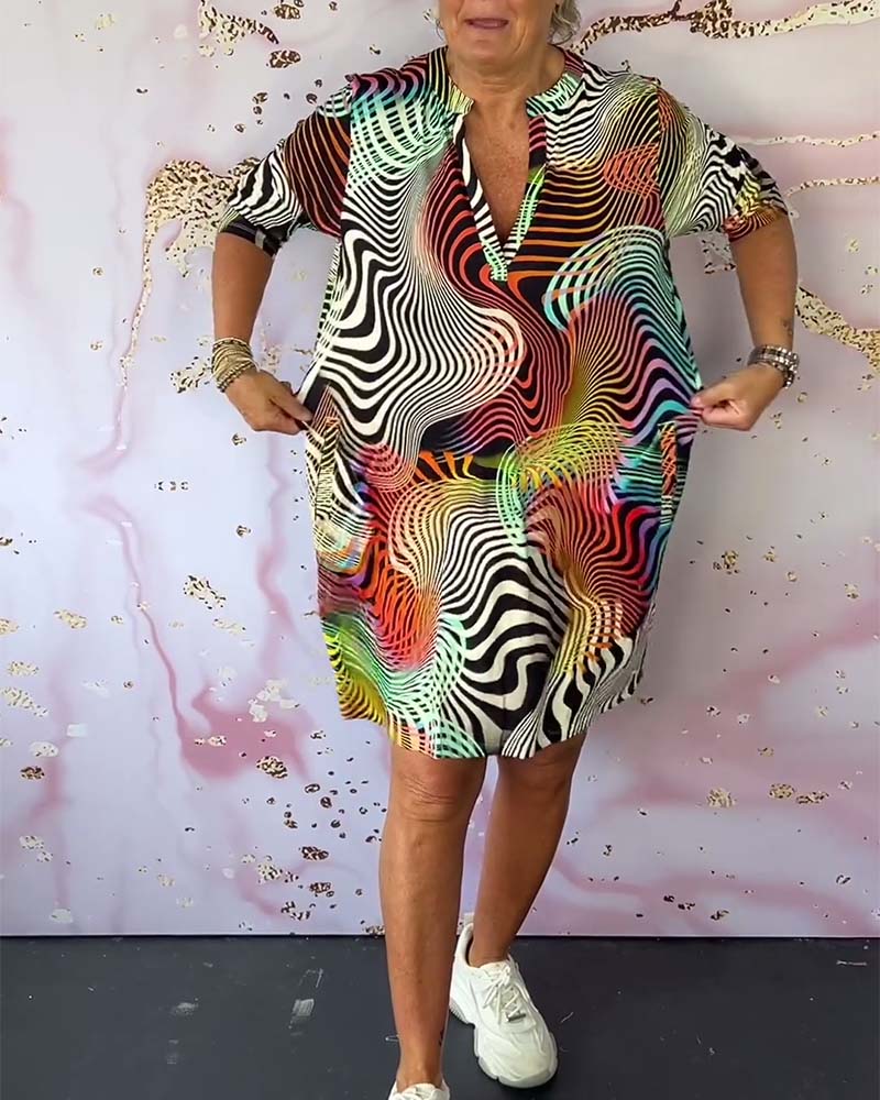 Anna™ Buntes V-Ausschnitt Damenkleid - Elegantes Kleid Für Jede Gelegenheit - Vielseitig & Komfortabel-2