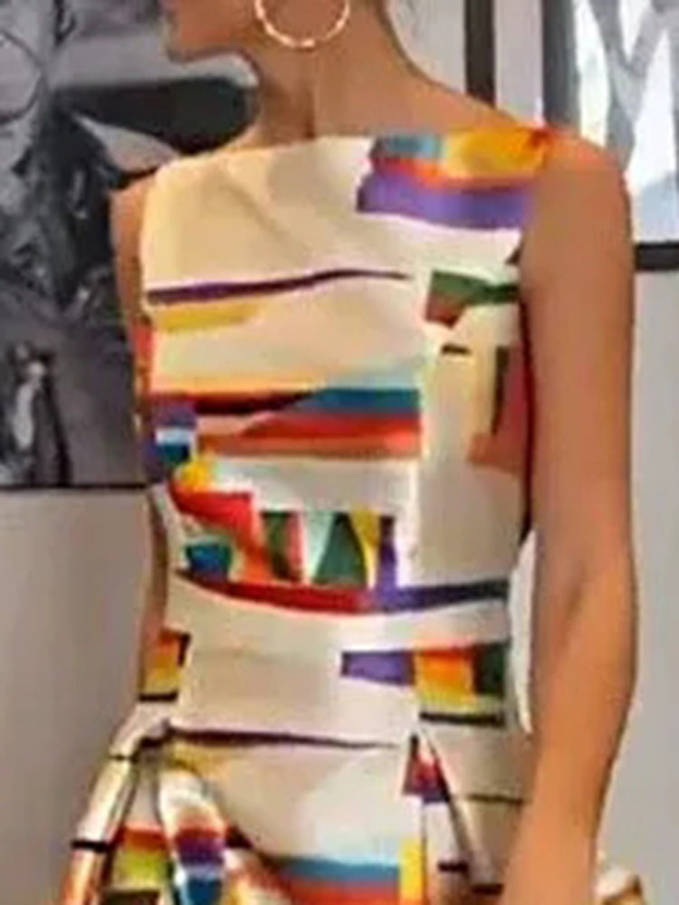 Lara™ Geometrisches Maxikleid Damen – Kunstvoll, Elegantes Lange Kleid für Festliche Anlässe im Sommer-4