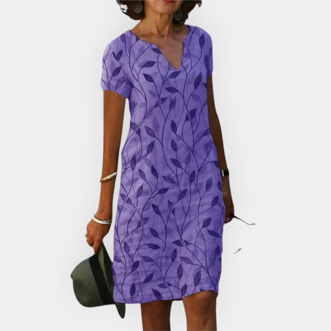 Anna™ Lässiges Damenkleid Mit V-Ausschnitt, Atmungsaktives Kleid Für Freizeit & Gesellschaftliche Anlässe-4