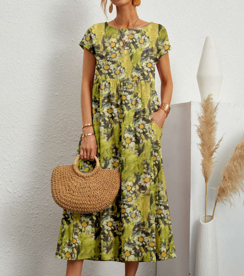 Emma Midikleid Damen Mit Blumenmuster – Elegantes Festliches Kleid Für Jeden Anlass-2