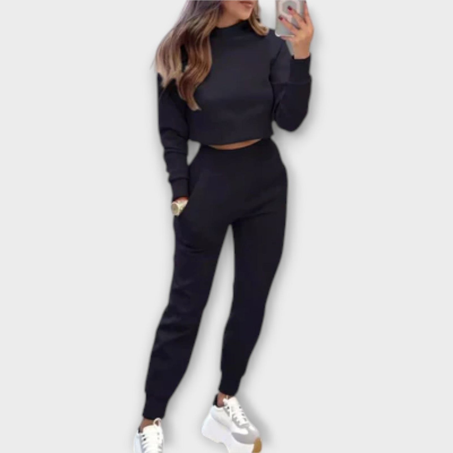 Max - Lässiger Jogginganzug Damen Brooklyn Set - Weiches, Atmungsaktives Material, Bequeme Passform, Ideal Für Zuhause, Grau-2