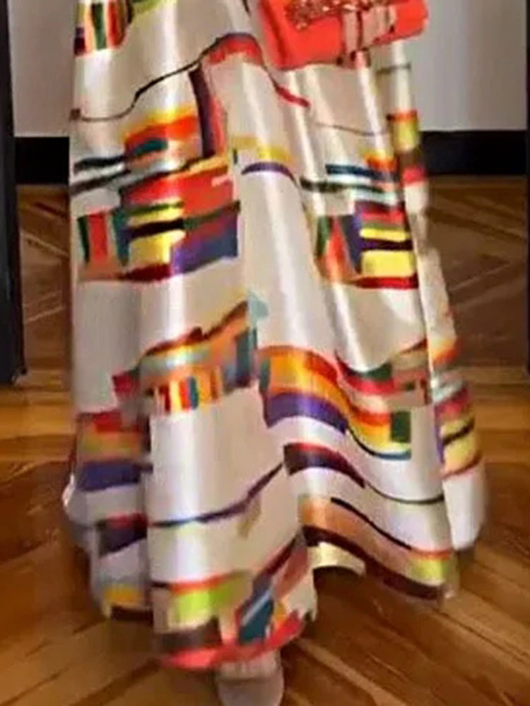 Lara™ Geometrisches Maxikleid Damen – Kunstvoll, Elegantes Lange Kleid für Festliche Anlässe im Sommer-5