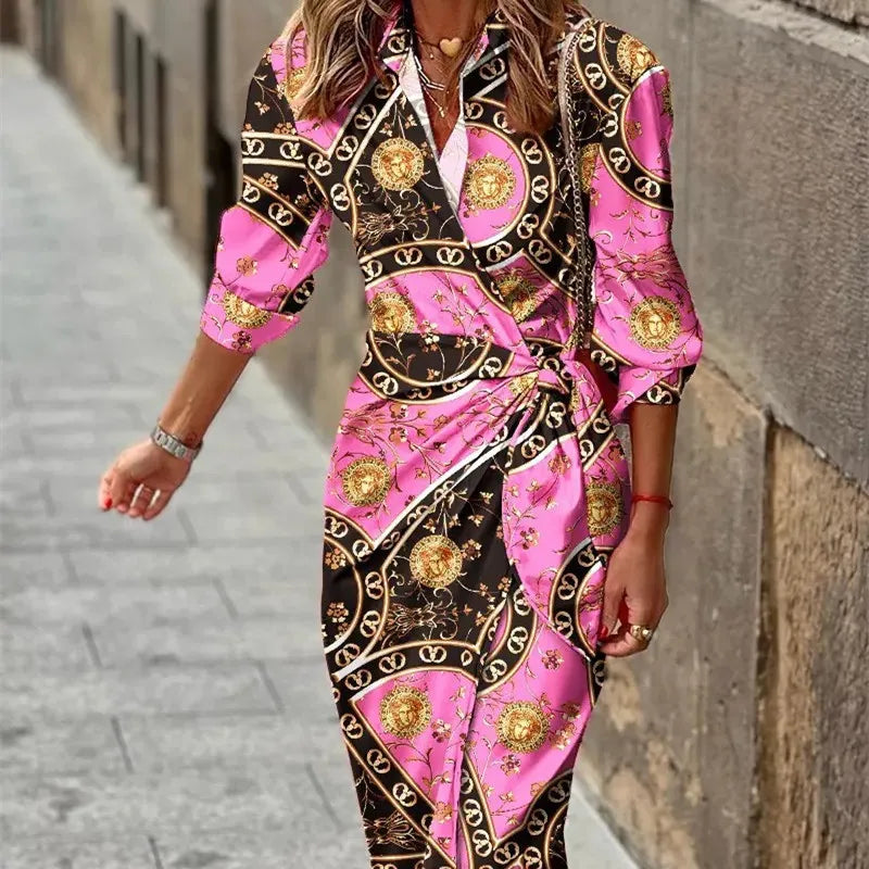 Variant image for Anna's Wickelkleid Damen Midi mit 3/4 Ärmeln – Elegantes Wickelkleid für den Sommer und festliche Anlässe-25