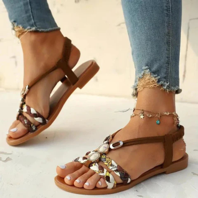 Anna's Bequeme Damen Sandalen mit Slingback und Perlendetails – Flache Sommerschuhe für Elegante Outfits-3