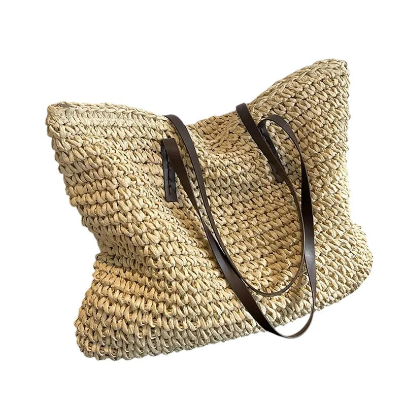 Léora - Stilvolle Tote Tasche Für Damen Aus Leichtem Stroh, Nachhaltige Tragetasche Für Arbeit Und Strand-4