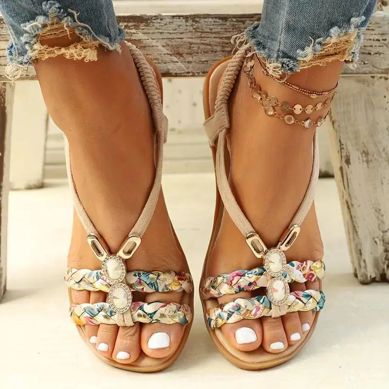 Variant image for Anna's Bequeme Damen Sandalen mit Slingback und Perlendetails – Flache Sommerschuhe für Elegante Outfits-10