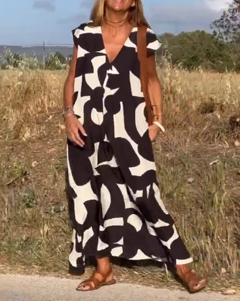 Pauline Damenkleid - Elegantes Bedrucktes V-Ausschnitt Kleid für Festliche Anlässe, Bauchabdeckung, Trendiger Look-6