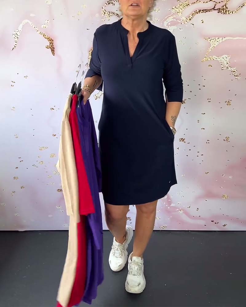Variant image for Klara - Elegantes V-Ausschnitt Damenkleid für Festliche Anlässe - Vielseitiges Kleid für Damen-1