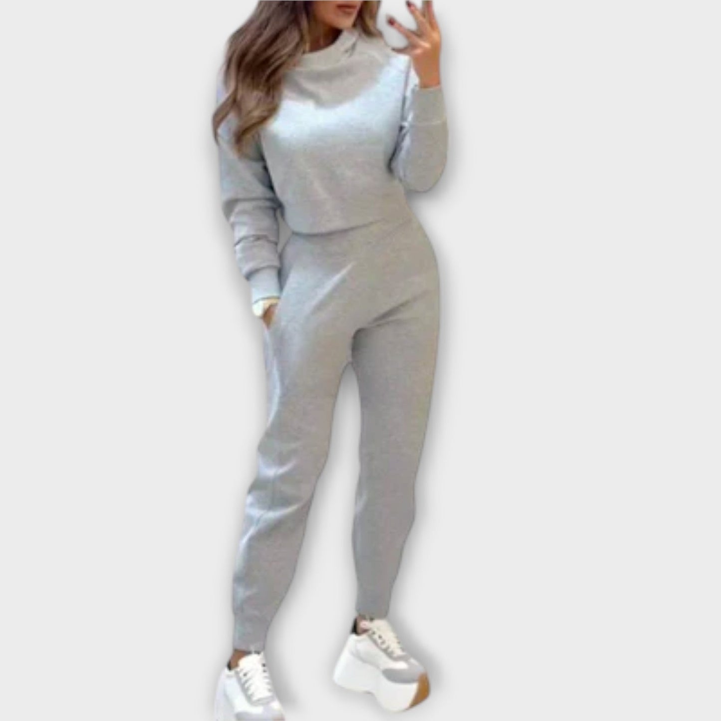 Max - Lässiger Jogginganzug Damen Brooklyn Set - Weiches, Atmungsaktives Material, Bequeme Passform, Ideal Für Zuhause, Grau-3