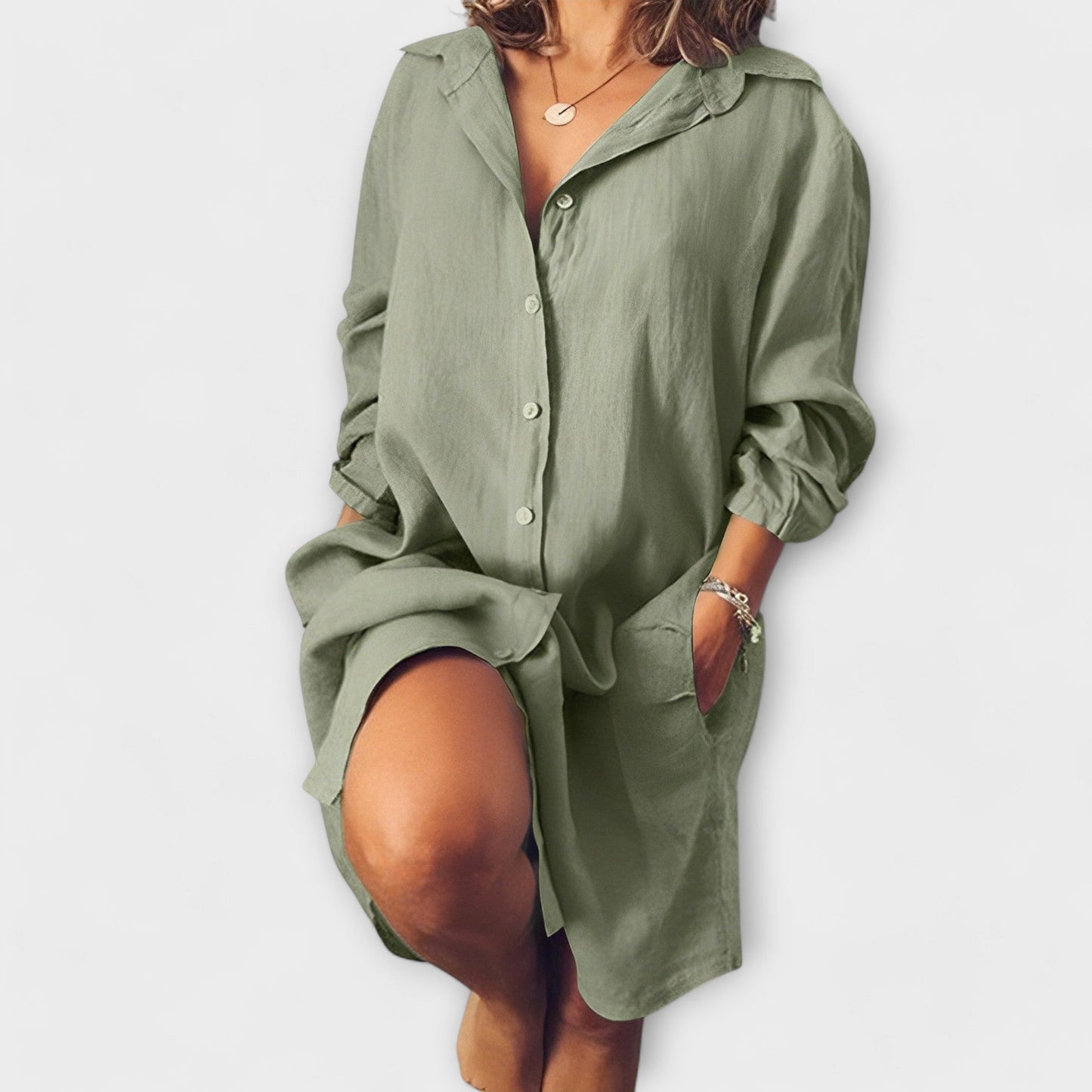 Variant image for Anna's Weiße Leinenbluse Damen – Lässig, Elegant & Vielseitig für Jeden Anlass-27