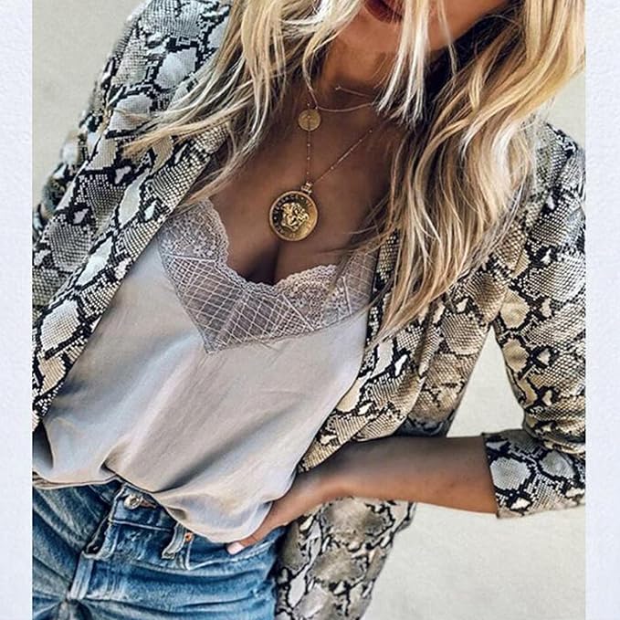 Variant image for Luna - Eleganter Blazer Damen mit Schlangenmuster, Offenes Design, Ideal für Frühling/Herbst, Chic Damenblazer-1