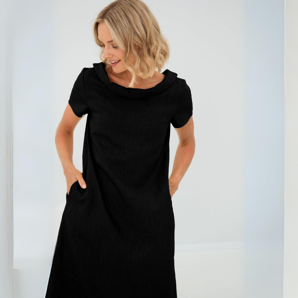 Variant image for Alina - Hochwertiges Leinenkleid Damen in Weiß mit Taschen - Zeitlose Eleganz für Jedes Event-6