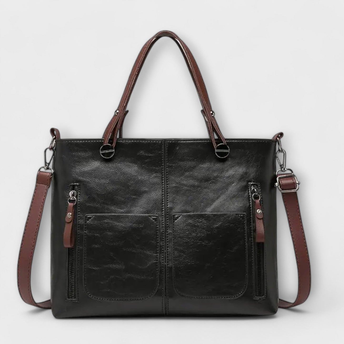 Léora. Elegante Handtasche Damen Schwarz Aus Hochwertigem Leder – Geräumige Designer Handtasche Für Arbeit Und Freizeit-2