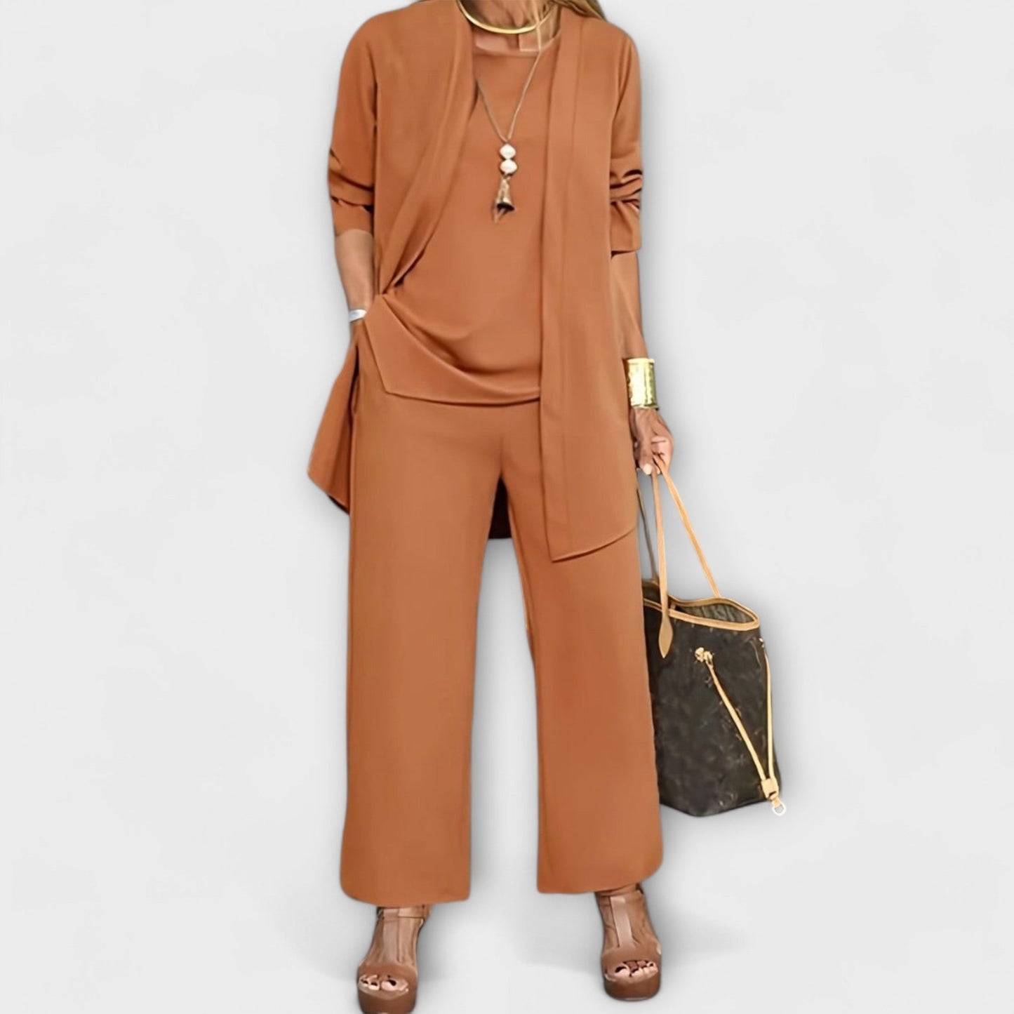 Emma - Set Aus 3 Modestücken Für Damenmode - Bequeme Hosen, Oberteil & Strickjacke-2