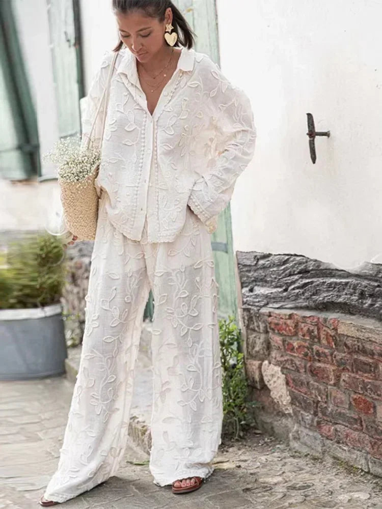 Variant image for Anna's Elegante Damenmode: Hosen Mit Stickerei & Langärmelige Bluse für Stilbewusste Frauen-5