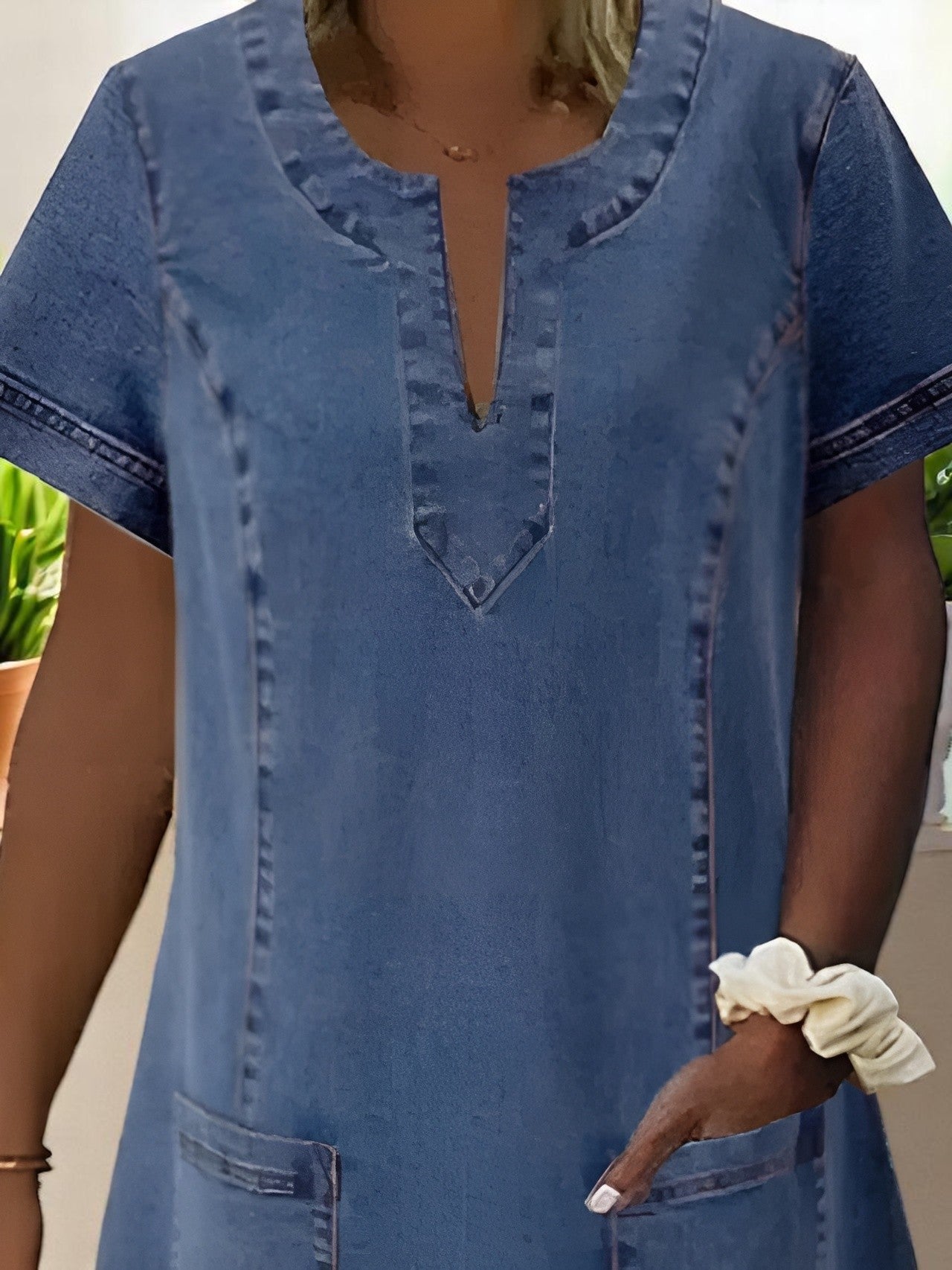 Emma - Weiches Denimkleid Damen - Lässiges Kleid Mit Taschen - Atmungsaktives Material - Entspannte Passform - Stilvolle Kleider-2