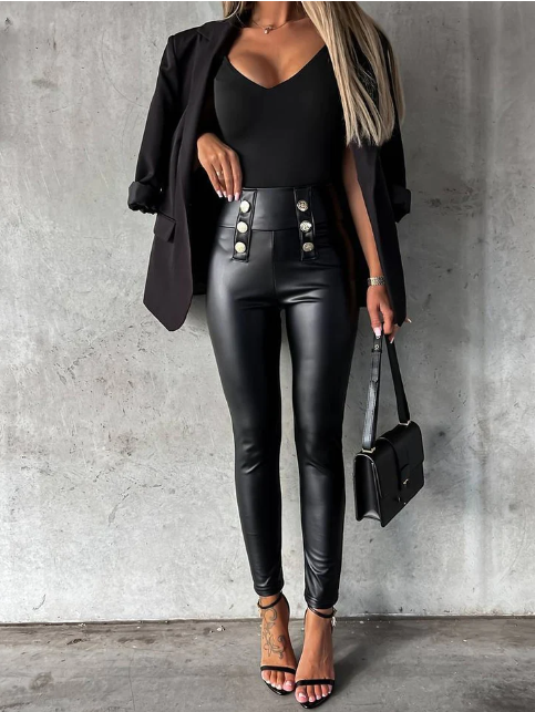 Anna's Schwarze Lederleggings Damen – Elegante, Hochwertige Damen Leder Leggings für Stil und Komfort-2
