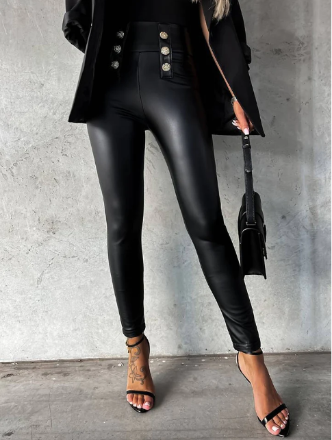 Anna's Schwarze Lederleggings Damen – Elegante, Hochwertige Damen Leder Leggings für Stil und Komfort-3