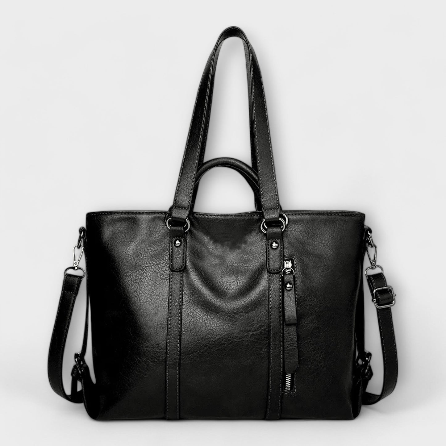 Léora - Große Schwarze Ledertasche Damen, Zeitlos Elegante Lederhandtasche für Alltag & Beruf-3