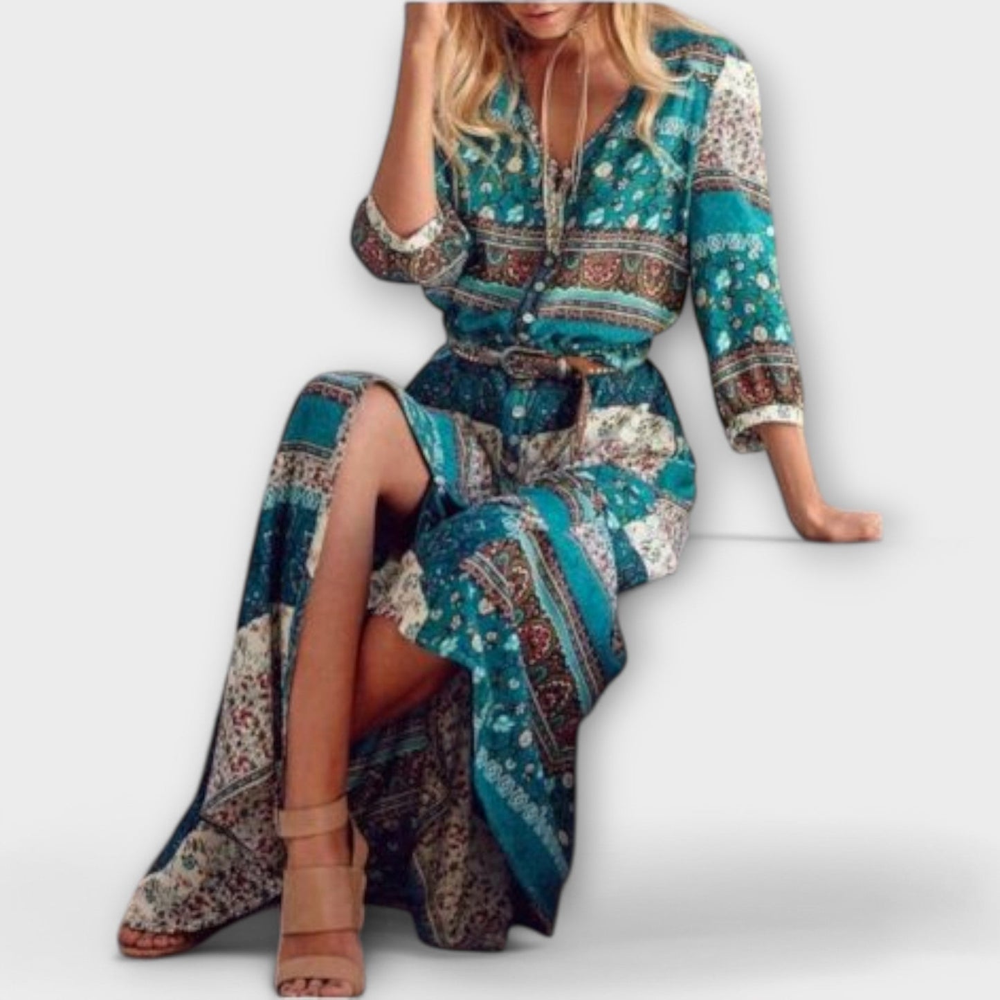 Variant image for Mia - Boho Midi-Kleid Damen In Blau-Und Erdtönen, Luftig Und Elegant, Ideal Für Sommer-Events-1