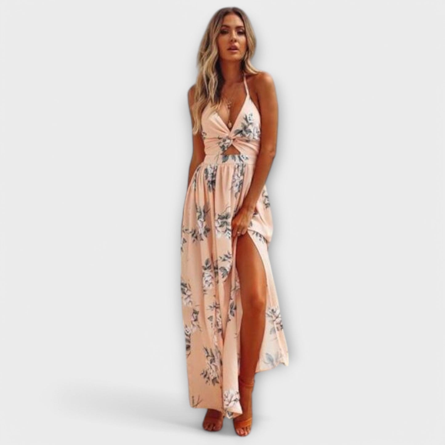 Epona - Damen Boho Maxikleid Mit Romantischem Blumenmuster Für Hochzeitsgast & Festliche Anlässe-5