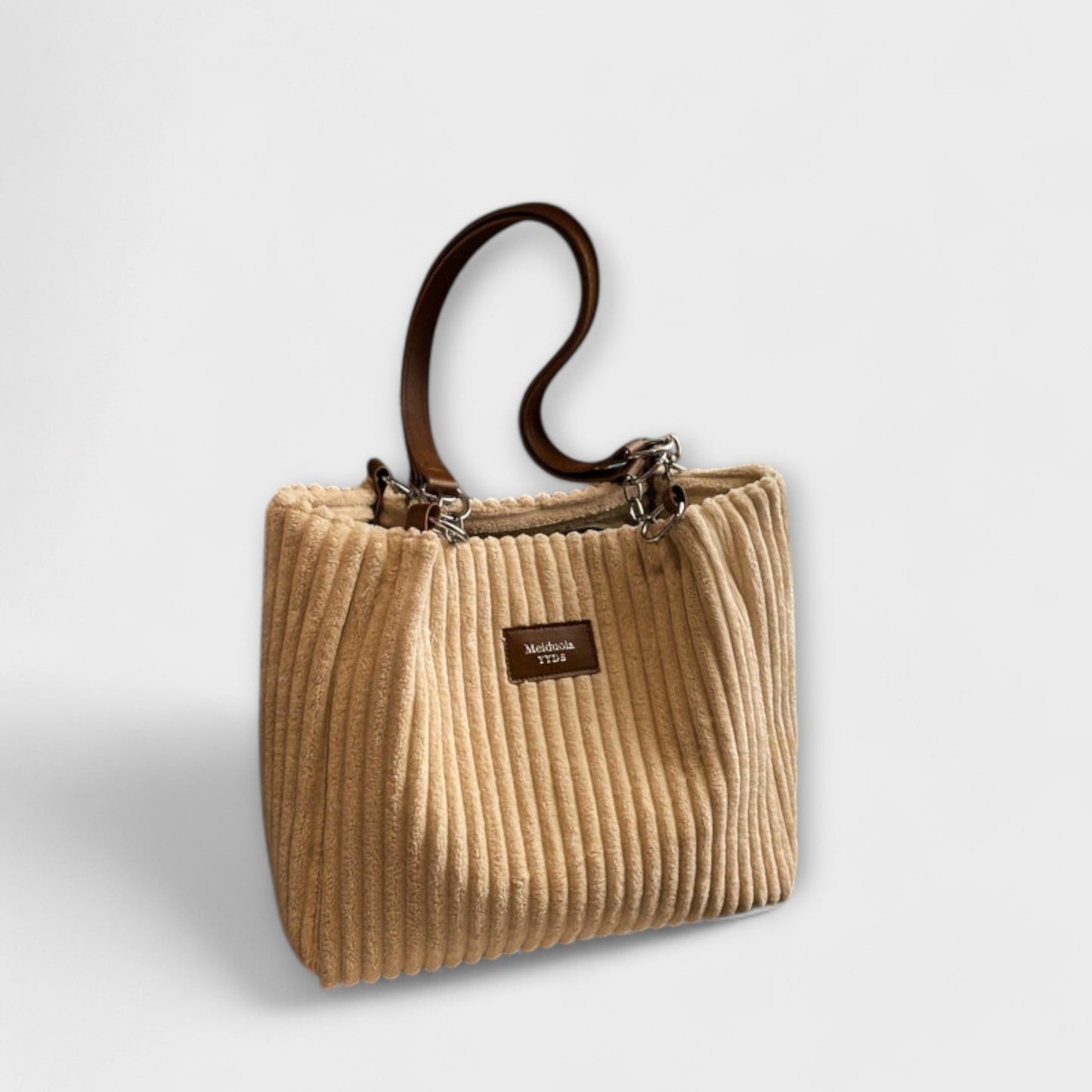 Léora - Elegante Schultertasche Damen aus Weichem Cord in Khaki - Modern und Praktisch für Alltag und Büro-3