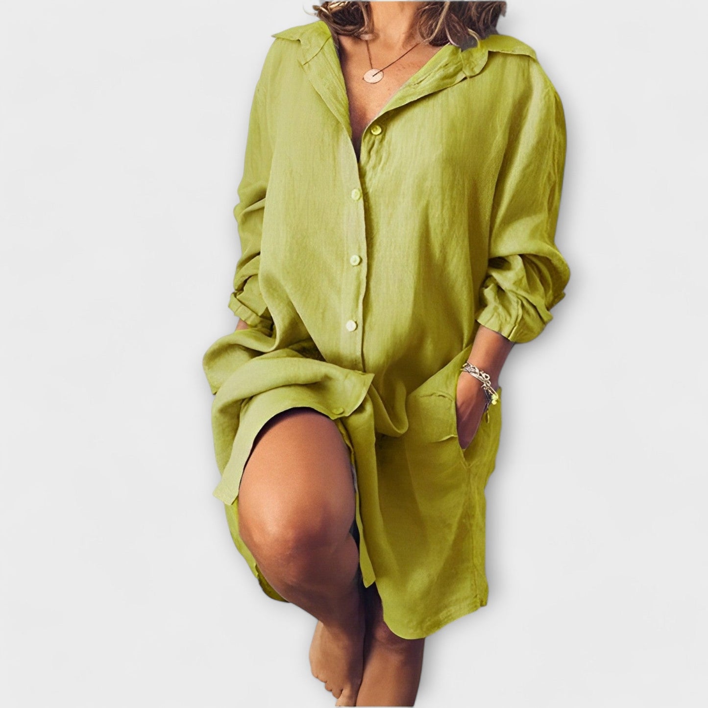 Variant image for Anna's Weiße Leinenbluse Damen – Lässig, Elegant & Vielseitig für Jeden Anlass-17
