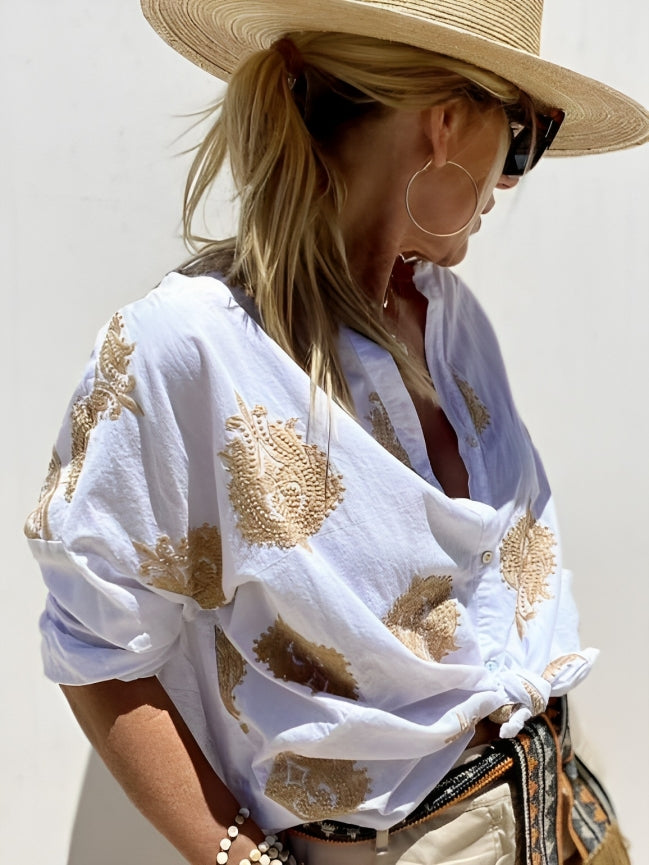 Sara - Stilvolle Weiße Bluse Damen - Trendige Damenbluse Für Elegante Anlässe-3