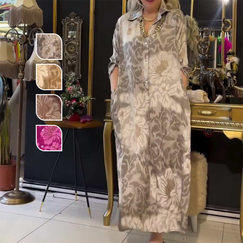Anna Maxi Kleid Langarm – Lässiges Maxikleid Sommer für Damen, Bequemes Shirt-Kleid aus 100% Baumwolle, Vielseitig und Pflegeleicht-2