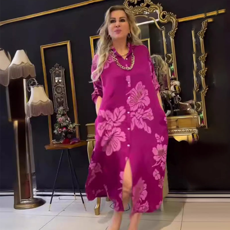 Anna Maxi Kleid Langarm – Lässiges Maxikleid Sommer für Damen, Bequemes Shirt-Kleid aus 100% Baumwolle, Vielseitig und Pflegeleicht-5