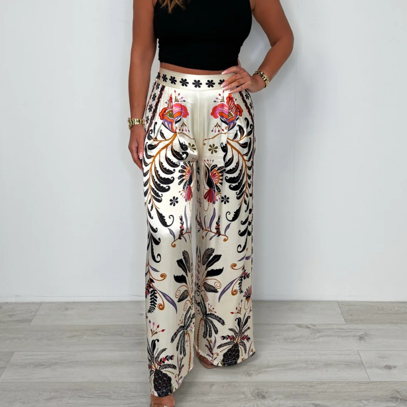 Variant image for Anna Weiße Hose Damen - Elegante Satinbreite Hosen für Jeden Anlass - Fließende, Bequeme Hosen für Damen-1
