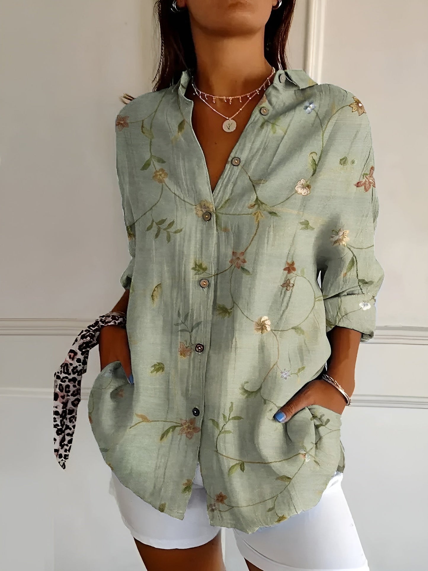 Malou Damenbluse – Elegante Bluse mit Blumenmuster und Knöpfen für jede Jahreszeit, Atmungsaktiv, S-5XL-3