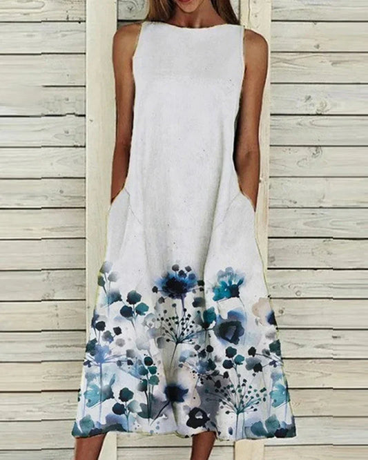 Anna's Buntes Damenkleid Mit Blumenmuster | Midi Kleid Für Sommerliche Anlässe-1
