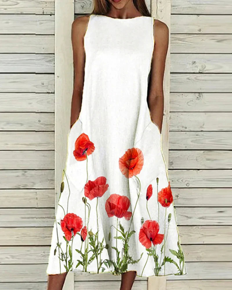 Variant image for Anna's Buntes Damenkleid Mit Blumenmuster | Midi Kleid Für Sommerliche Anlässe-17