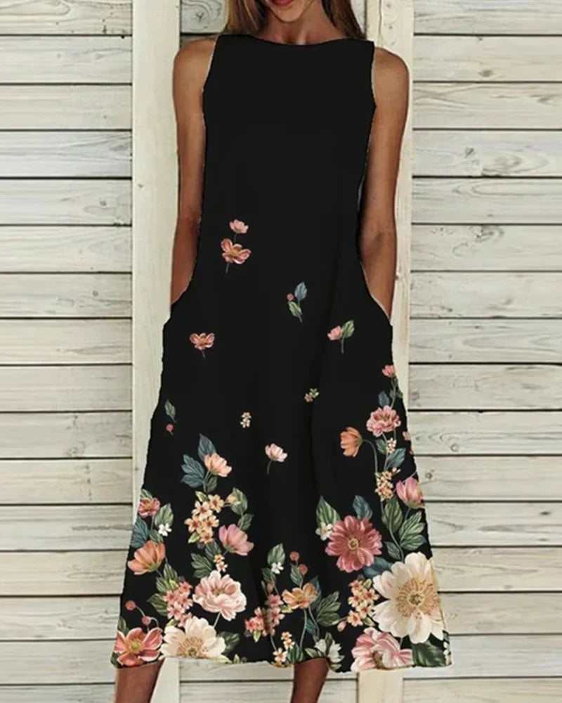 Variant image for Anna's Buntes Damenkleid Mit Blumenmuster | Midi Kleid Für Sommerliche Anlässe-25